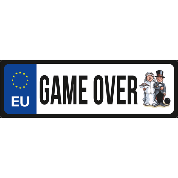 Game Over egyedi vicces rendszámtábla termék minta