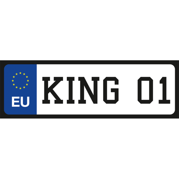 King 01 egyedi vicces rendszámtábla termék minta