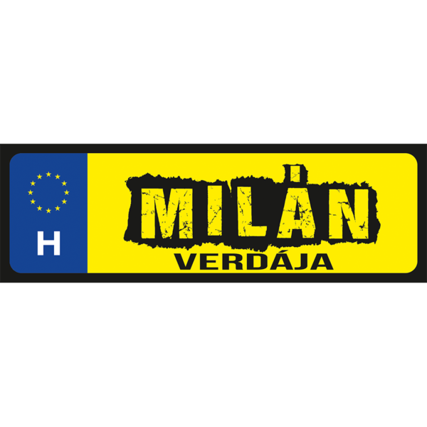 Milán verdája neves feliratú rendszámtábla termék minta