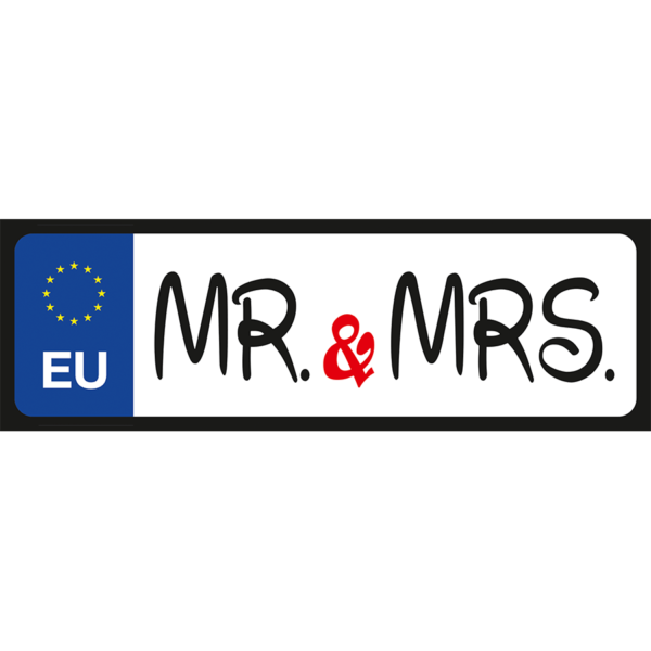 Mr & Mrs egyedi vicces rendszámtábla termék minta