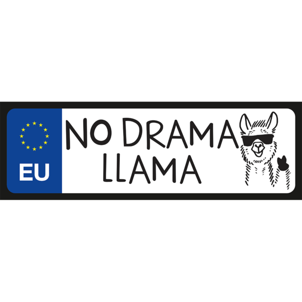 No! drama llama egyedi vicces rendszámtábla termék minta