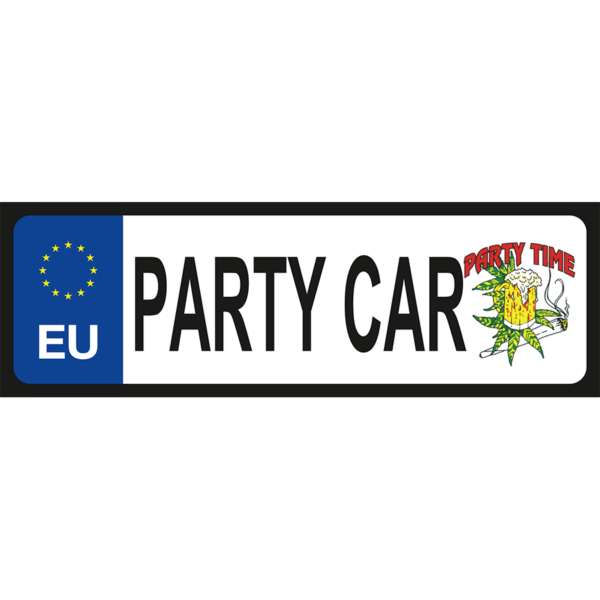 Party car egyedi vicces rendszámtábla termék minta