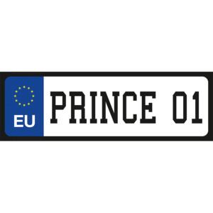 Prince 01 egyedi vicces rendszámtábla termék minta