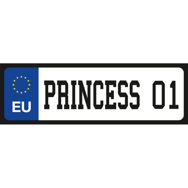 Princess 01 egyedi vicces rendszámtábla termék minta
