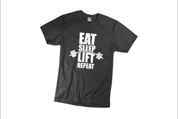 Eat sleep lift repea vicces férfi póló termék minta