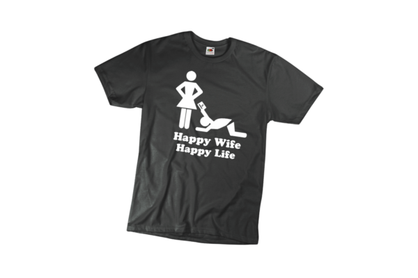 Happy wife happy life vicces férfi póló termék minta