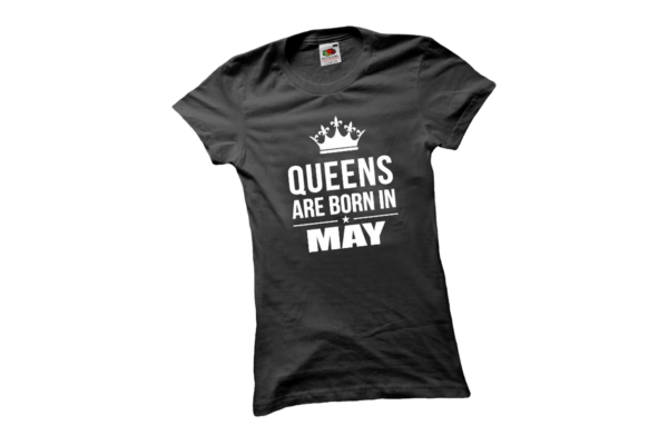 Queens are born in May születésnapi női póló termék minta
