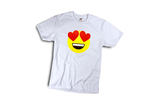 Szerelmes emoji férfi fehér póló minta termék kép