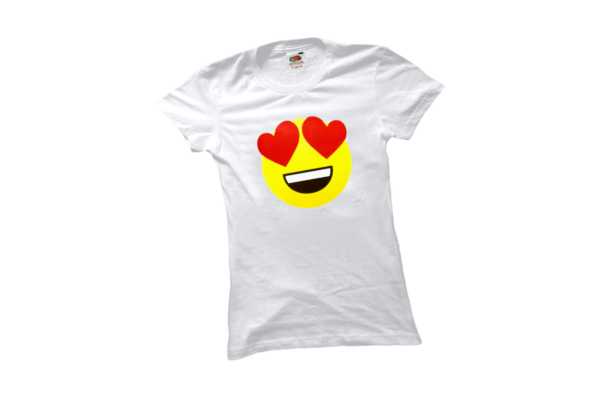 Szerelmes emoji női fehér póló minta termék kép