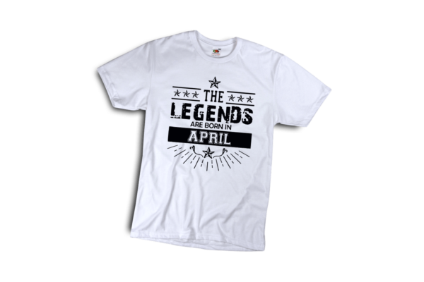 The legends are born in April szülinapi férfi fekete póló minta termék kép