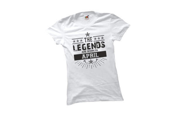 The legends are born in April szülinapi női fekete póló minta termék kép