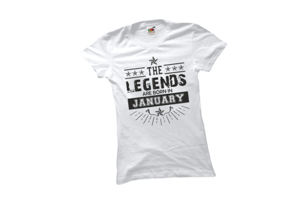 The legend sare born in January szülinapi női fekete póló minta termék kép