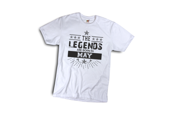 The legend sare born in May szülinapi férfi fekete póló minta termék kép