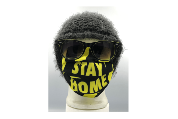 Stay Home Sárga Fekete mintás szájmaszk termék kép