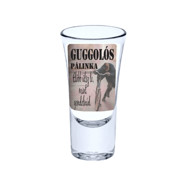 Guggolós pálinka - Vicces feles pohár termékminta